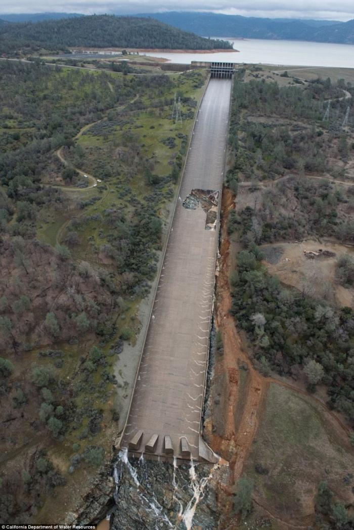 The spillway was damaged by erosion last week.