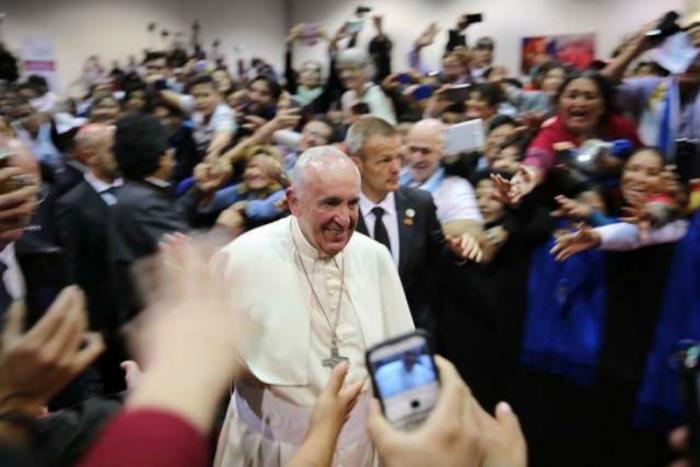 Pope Francis at the Second World Meeting of Popular Movements in Santa Cruz, Bolivia.