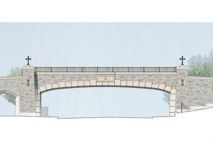 A depiction of the planned pedestrian bridge.